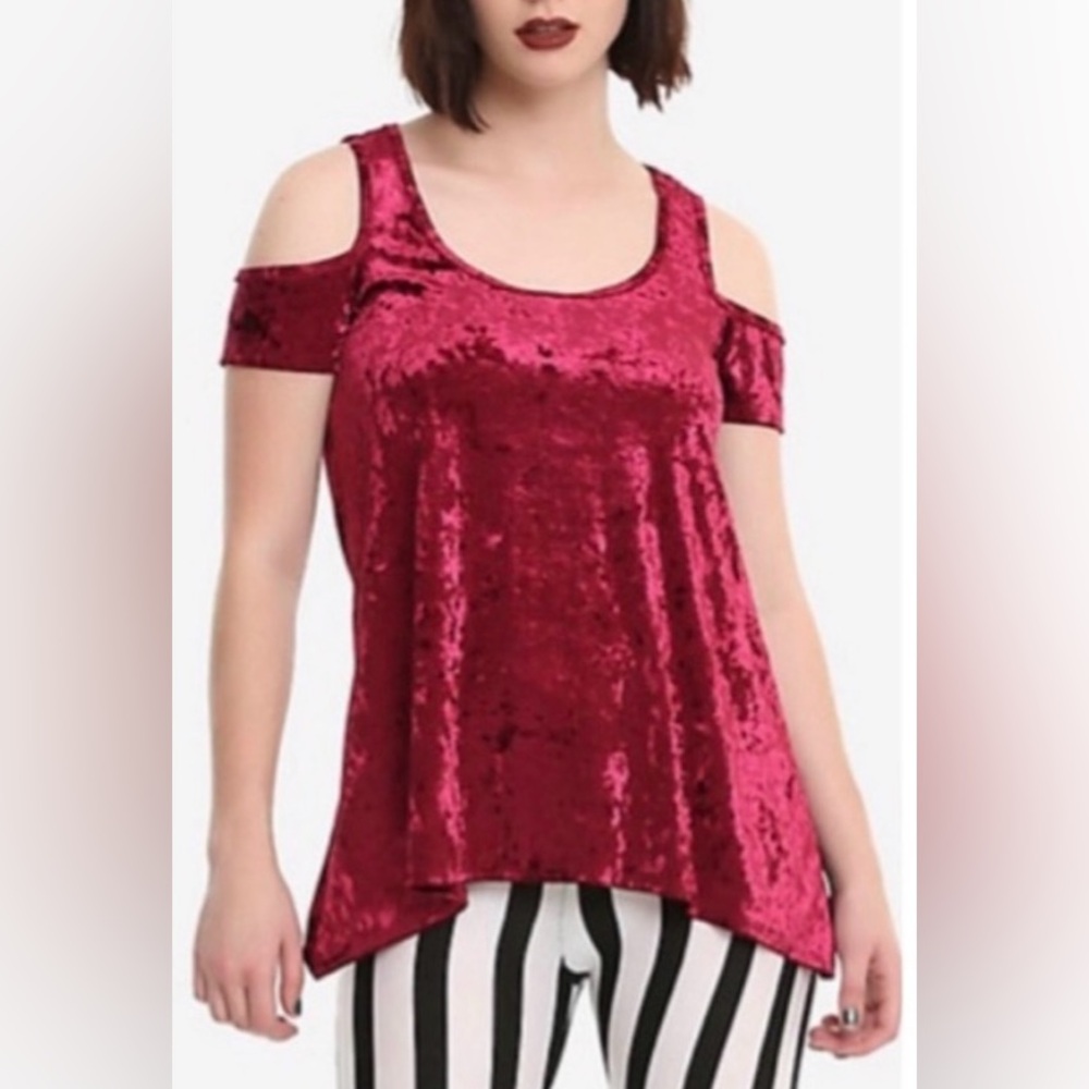 Midnight Hour Red Velvet Peekaboo Shoulder Top